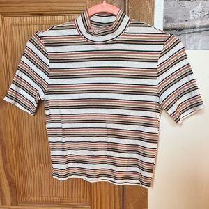 Cropped stripe mock neck